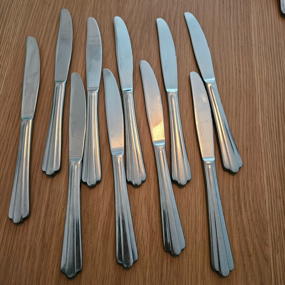 Set‎ (10) Hampton Silversmiths  Central Pattern Stainless Dinner Knives 9" Lot